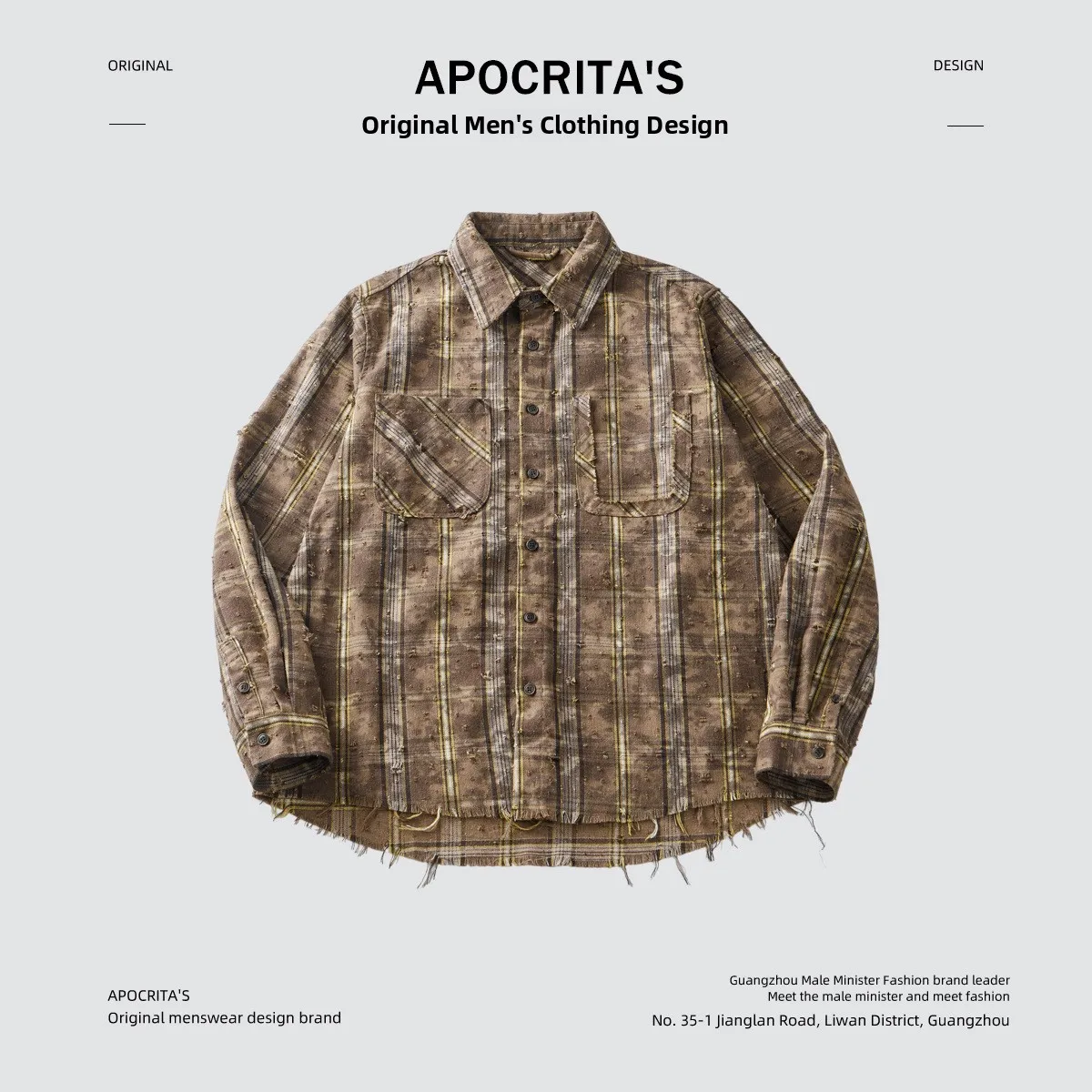 

Мужская свободная рубашка в клетку с длинным рукавом и отложным воротником, осенне-зимняя, модная, бренд APO, из смесовой хлопковой ткани