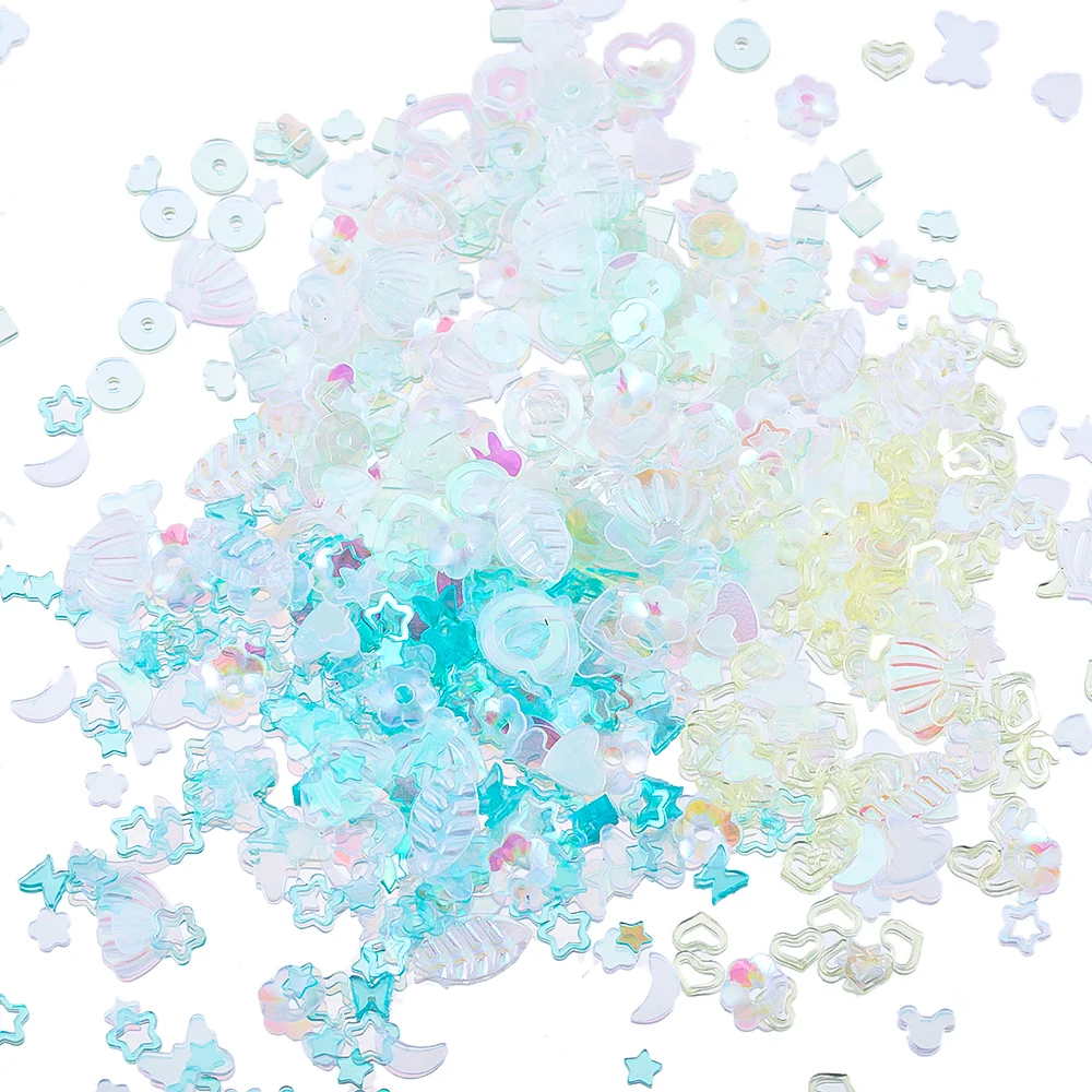 

22g/bag Mixed Loading Bulk Sequins 3~8mm Transparent glitter nail stickers Decoration Sequins DIY Sewing Accessories Wholesale