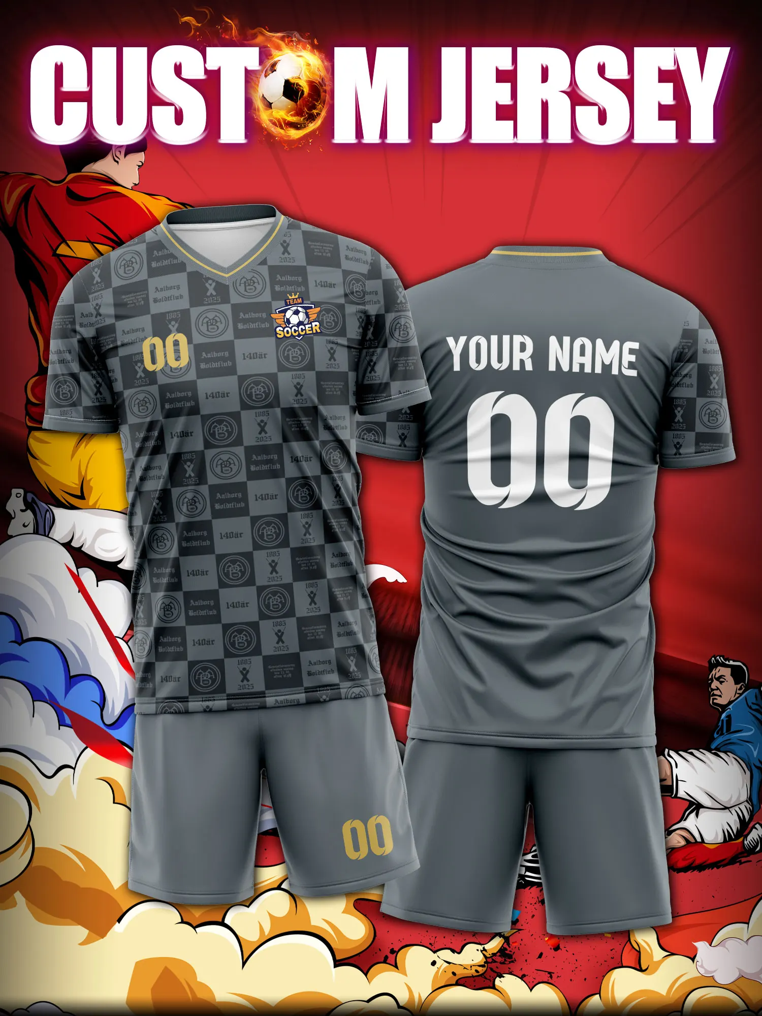 

Футбольная форма на заказ с индивидуальным изображением, номером и именем, униформа для лиговых турниров и чемпионатов.