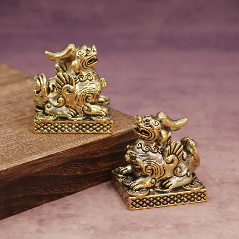 Brass Pixiu Ornament Wealth-Attracting Pi Xiu Feng Shui Solution Home Living Room Office Store