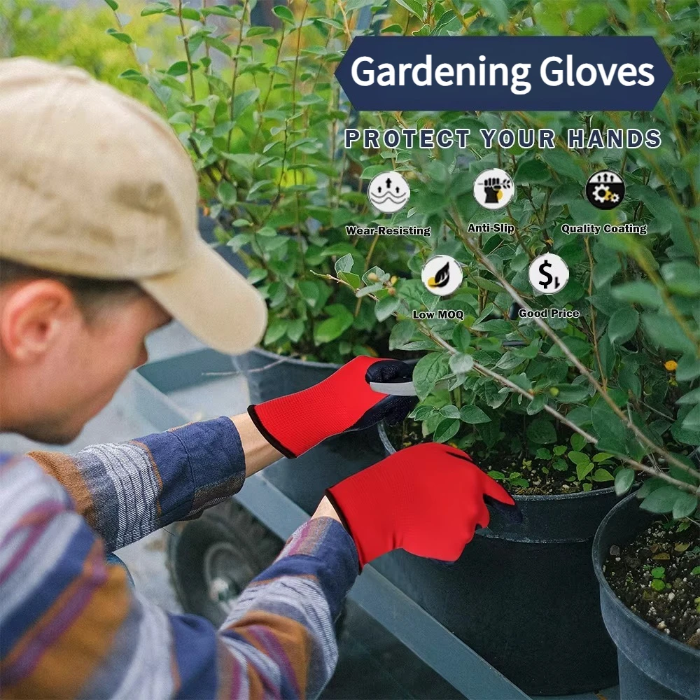 5pcs High-quality Latex-coated Waterproof Flexible Work Grain Gloves for Use in The Horticultural and Construction Industries