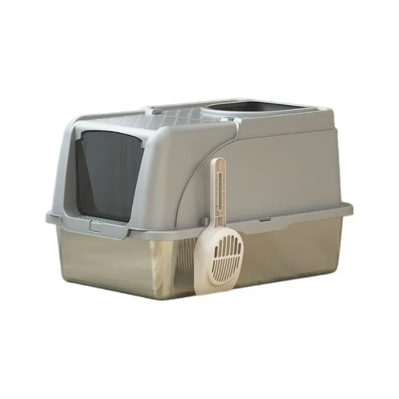

New Stock Arrival 4 Colors Enclosed Fenestrate Lid Stainless Steel Cat Litter Tray