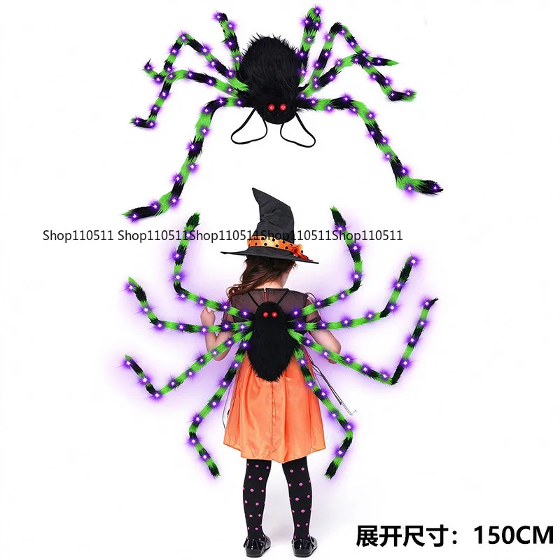 For Halloween Sugar Bag Glowing Spider Backpack Candy Bag Dress Up Atmosphere Props Party Children's Small Gift Bag