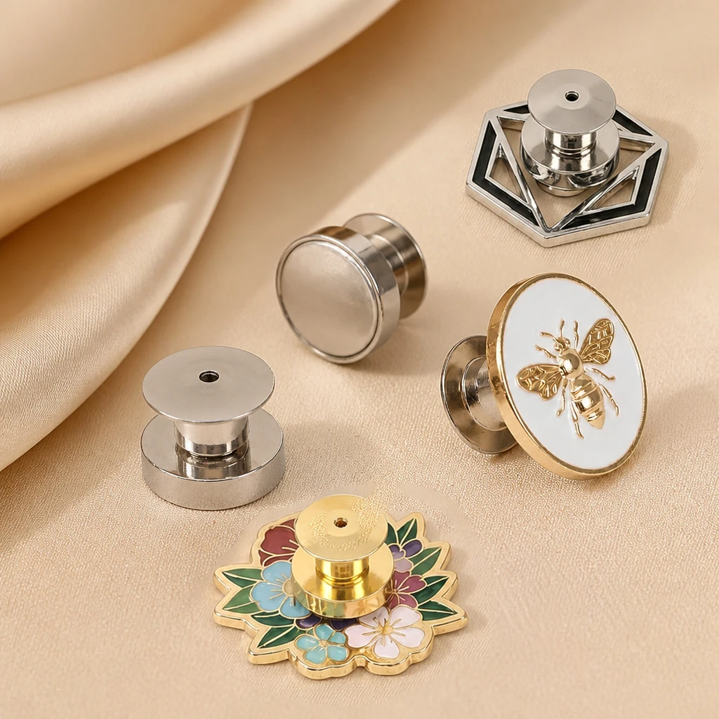 10Pcs Magnetic Clasp Brooch Locking Pin Backs Metal Pin Back