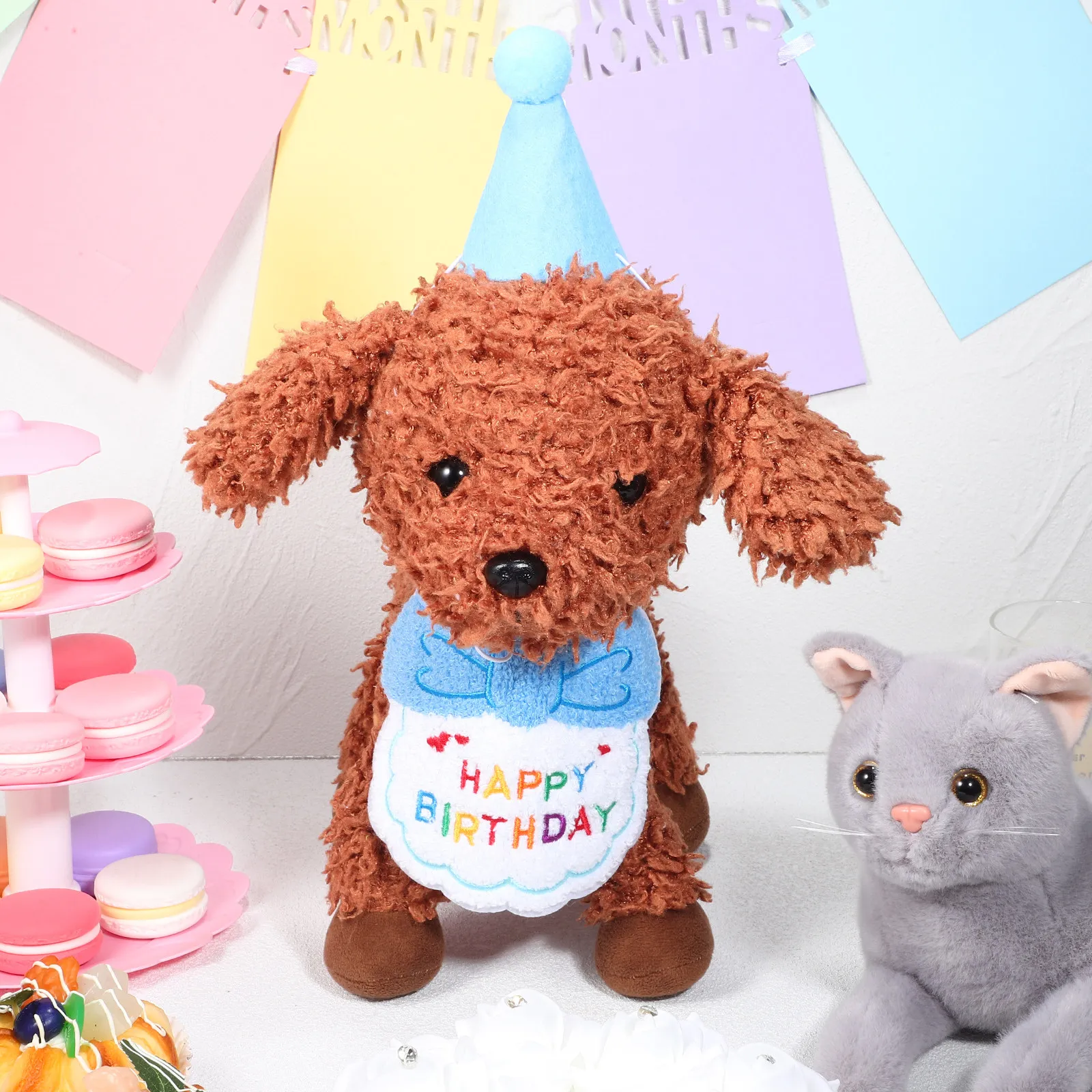 conjunto-de-chapeu-e-babador-de-aniversario-para-pets-caes-e-gatos--confortavel-macio-e-ajustavel-acessorios-para-festa-de-aniversario-e-celebracoes