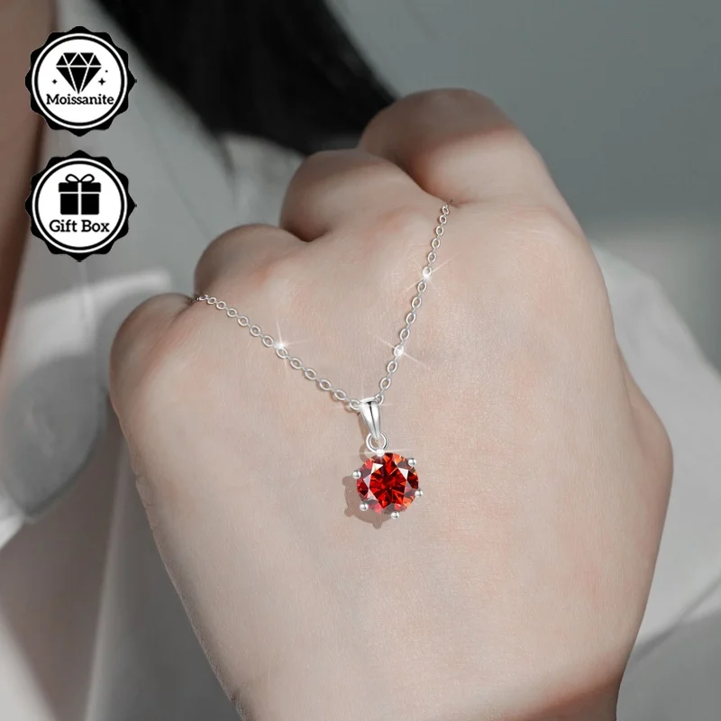 LAMVOICE Weihnachtsgeschenk, Schmuck für Frauen, hochwertiger Schmuck, hypoallergene Halskette, 2 Karat Moissanit-Halskette für Frauen,