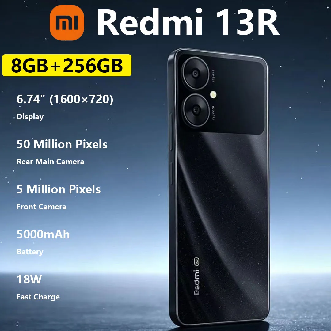 

New Xiaomi Redmi 13R Smartphone 90Hz High Refresh Screen 5000mAh‌ Long-lasting Battery Elderly and Backup Mobile Phone