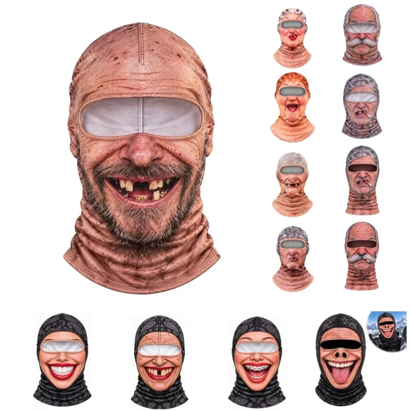 Funny 3D Face Balaclava Ski Mask Windproof Warm Funny Old Man Full Face Cover Snowboard Gear