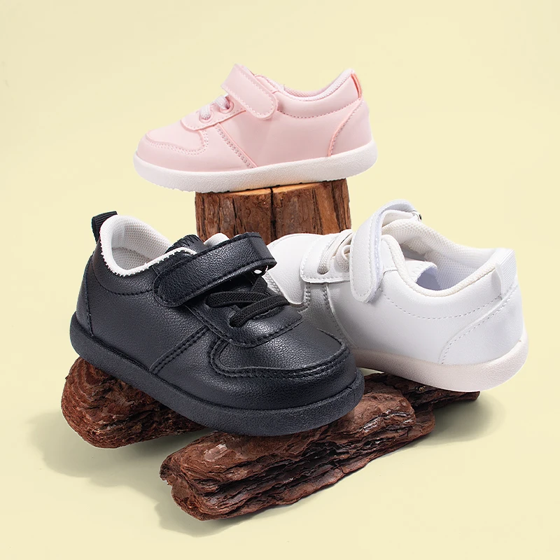 Spring Summer Boys Girls Leather Kids Sports Shoes Casual Soft Sole Classic White Black Running Training