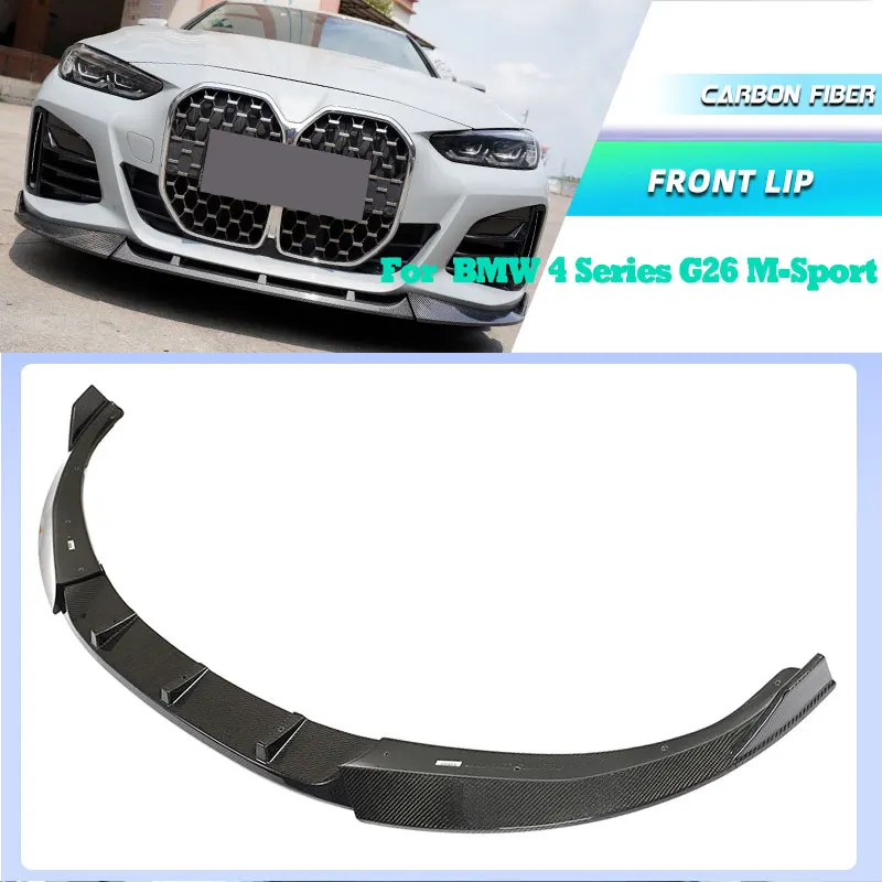Full Carbon Fiber Car Front Bumper Lip Spoiler for BMW 4 Series G26 M-Sport Gran Coupe 2021-2023 Front Lip Chin Apron Body Kit