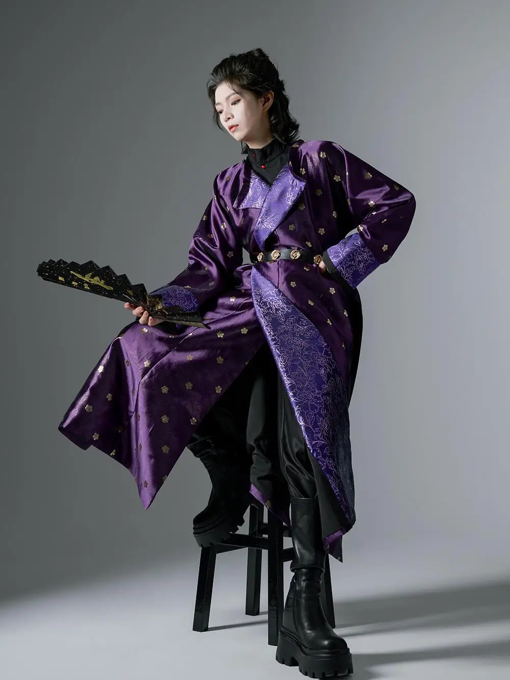 Túnica Hanfu de seda púrpura de la dinastía Tang para hombres y mujeres, traje de baile étnico Vintage, Túnica larga china antigua 2025