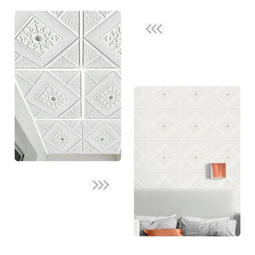 35*35cm Self-adhesive Wallpaper Anti-collision Peel and Stick Wall Sticker Waterproof Foam Panel Bed Room Decoration