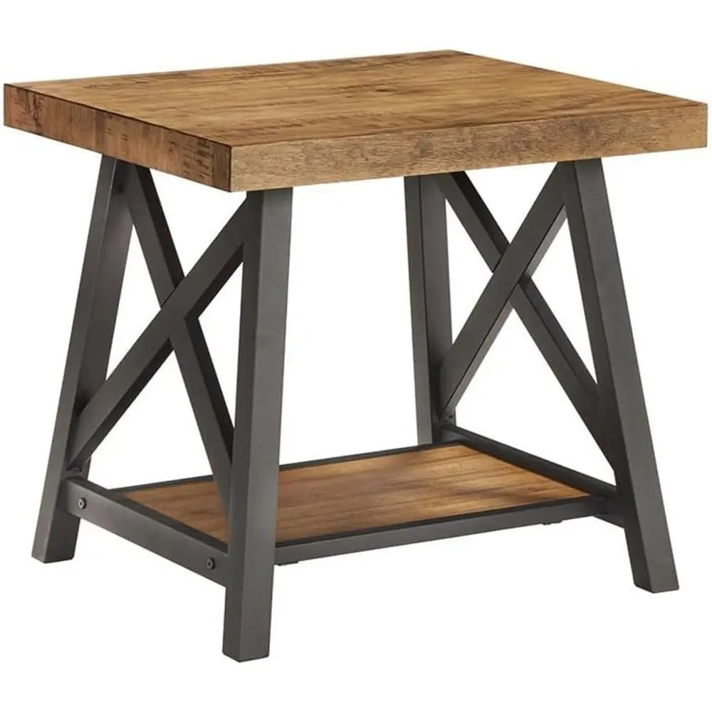 

Приставной столик из дуба коричневого цвета и черного металла