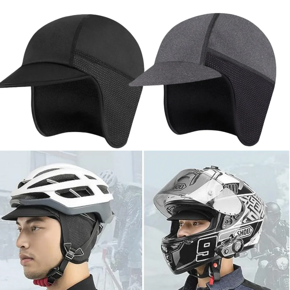 

Зимняя теплая шапка с полями, флисовая подкладка, шапка с наушниками, спортивный зимний велосипедный мотоциклетный шлем, внутренняя шапка для мужчин