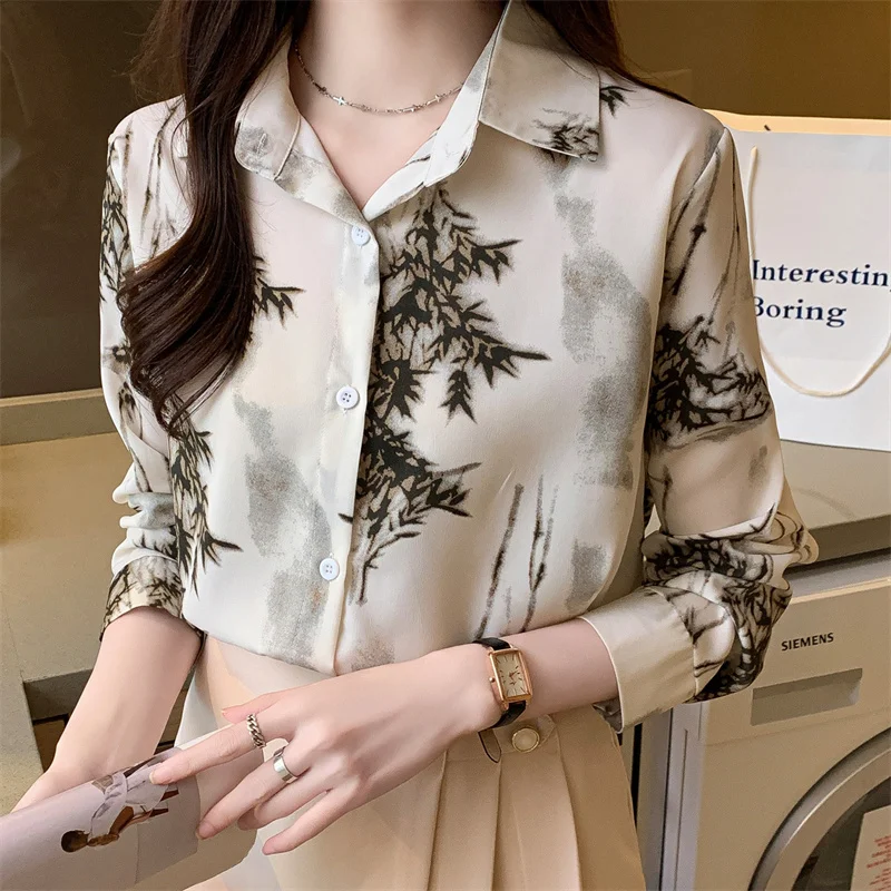 Dropshipping Shirt and Blouse for Women Long Sleeve Vintage Print Spring Summer Shirt Tops Y2k Streetwear Blusas Para Mujer