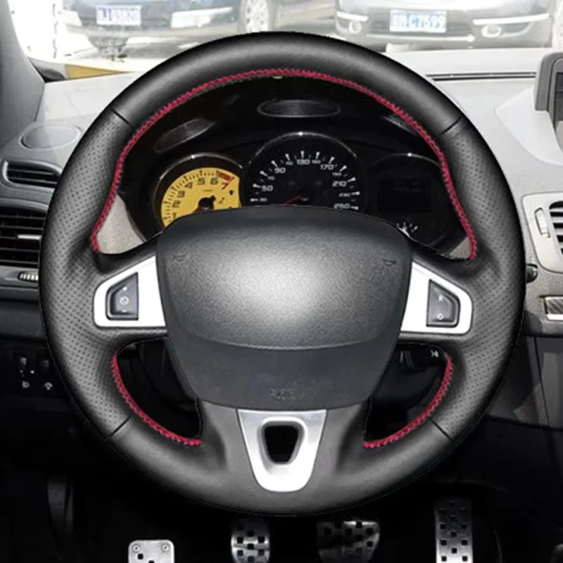 DIY Car Steering Wheel Cover Leather For Renault Megane 3 2008-2016 Scenic 3 Kangoo 2 Fluence (ZE) Samsung SM3 Nissan NV250