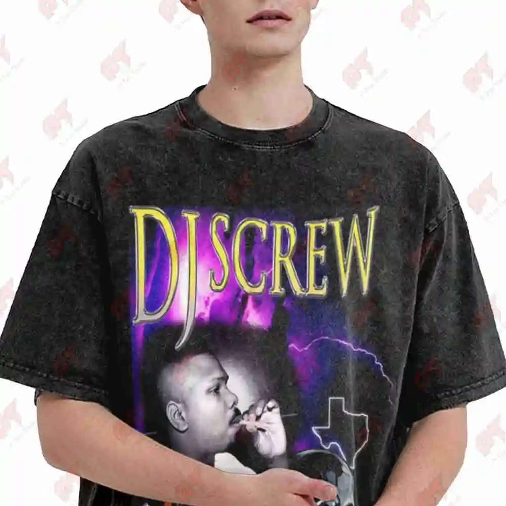 DJ Screw Chopped And Screwed Houston Rap Up Click UGK Vintage Washed Tee Pure Cotton T-Shirt