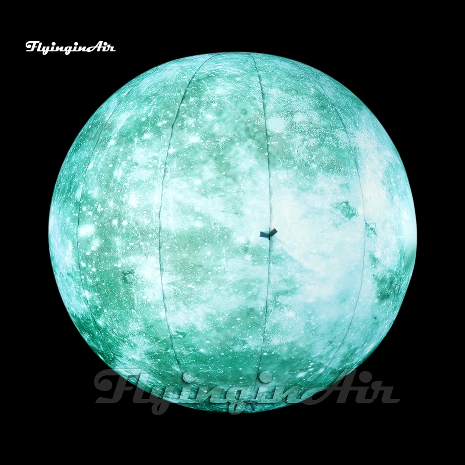 Huge Lighting Inflatable Planet Party Balloon Green Printing LED Ball For Concert Venue Decoration