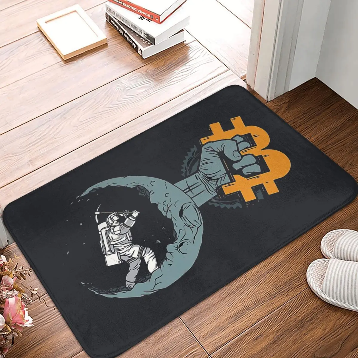 Bitcoin Cryptocurrency Miners Meme Non-slip Doormat Revolution Bath Kitchen Mat Welcome Carpet Flannel Pattern Decor