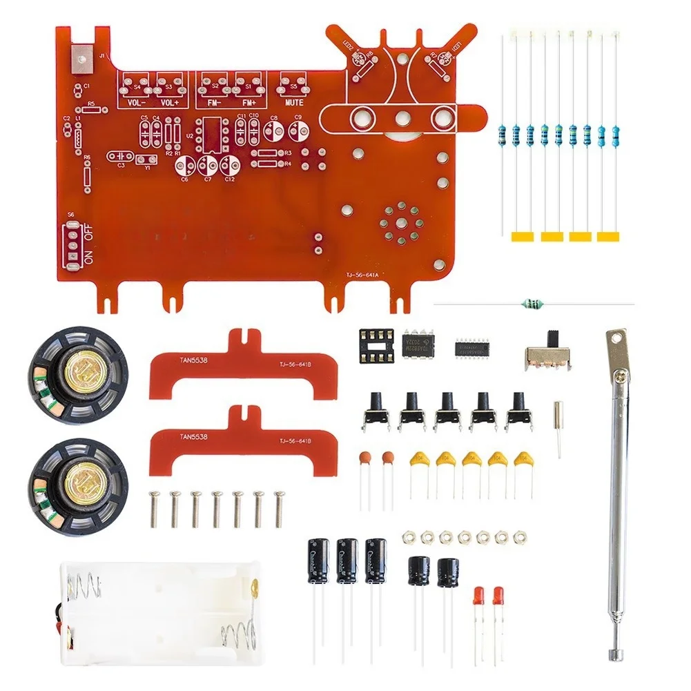 

Радиоприемник RDA5807 в мультяшном стиле для FM-радио с двумя каналами, DIY-набор для практики пайки с компонентами печатной платы, автоматический поиск 123, 82 мм