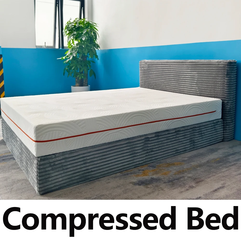 Cama Modular Comprimida en Caja, Tejido de Esponja Pura de Alta Densidad Sellada al Vacío, Ahorro de Espacio, Expansión Rápida, Bajo Costo de Envío