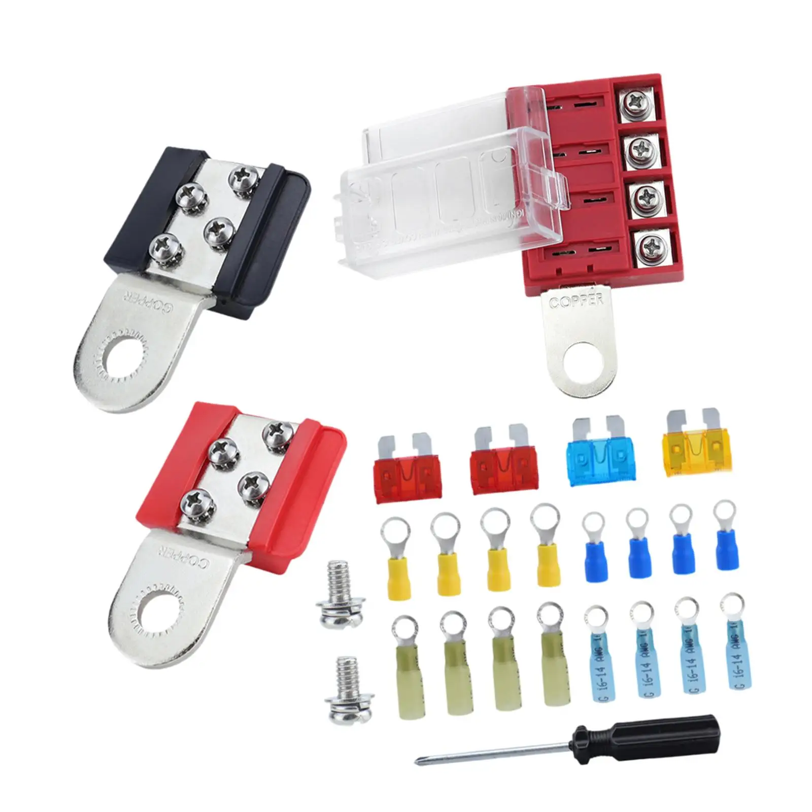 Terminal Mount Set 100A 32V Wear Resistant Premium Fuse Block 4 Circuit Terminal Positive and Negative for Rvs Ships Car