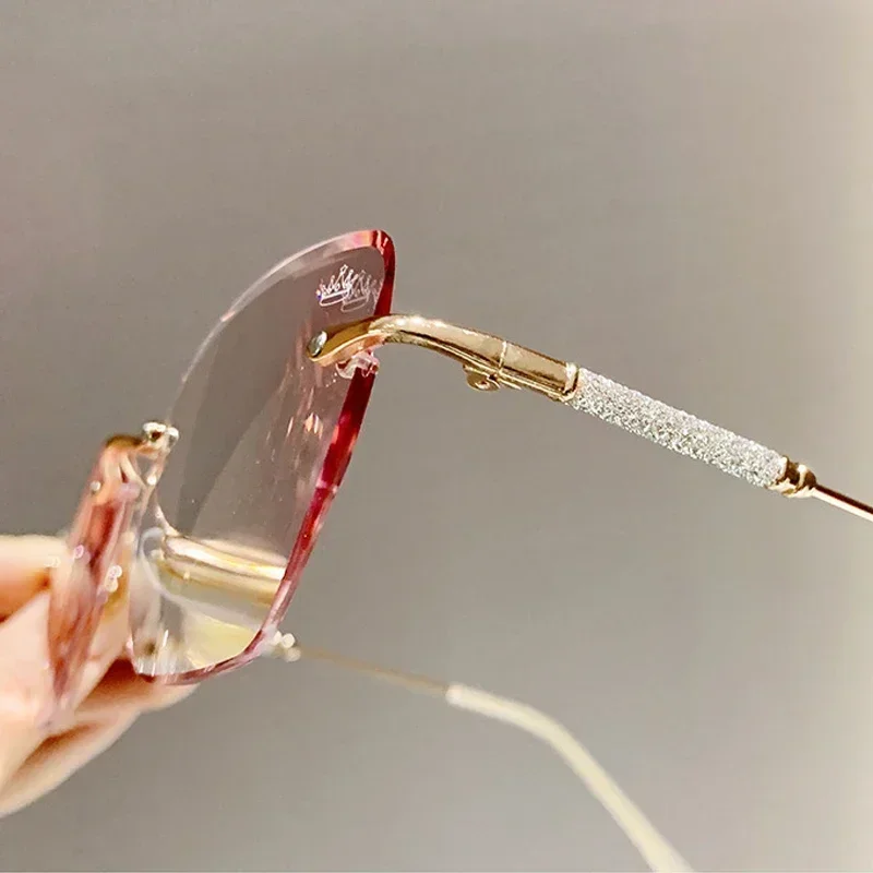 Fashionable Cat Eye Reading Glasses Luxury Diamond Square Far Sight Eyeglasses Men Women Retro Anti-blue Presbyopia 0 To +4.0