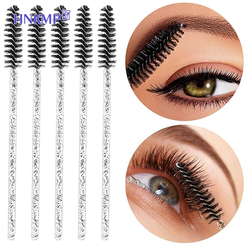 50 Stuks Glanzende Wegwerp Wimper Borstel Applicator Wands Krultang Mascara Wenkbrauw Make-Up Tools Kam Toverstokken Spoelen Borstels