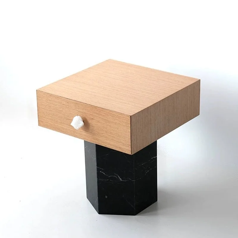 Modern design solid plywood top natural travertine base side table living room coffee table