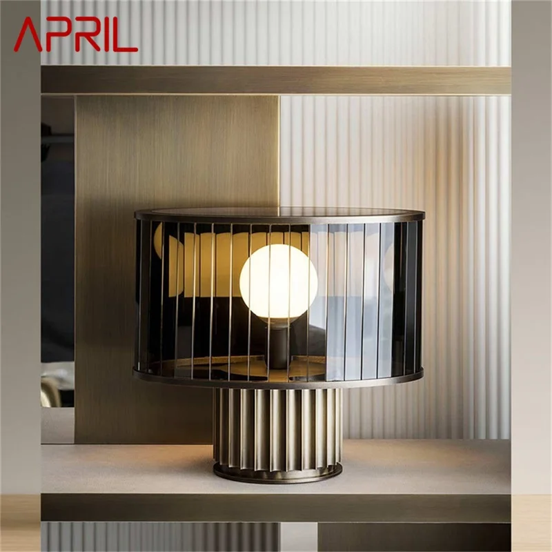 

APRIL Modern Table Lamp LED Creative Glass Round Vintage Desk Light for Home Bedroom Bedside Decor