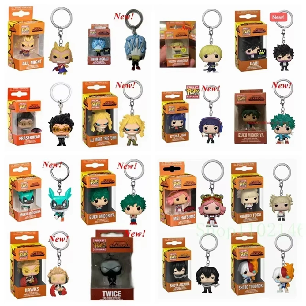Новые брелоки Funko Pocket: My Hero Academia (Моя геройская академия) — Деку, Шото Тодороки, Химико Тога, Даби, Кёка, Джиро, Изуку Мидория. Коллекционные фигурки, подарок для взрослых.