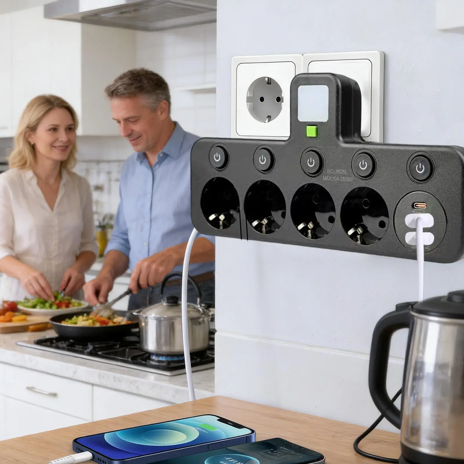 

Дорожный адаптер, многопортовая защита от перегрузки, портативное настенное зарядное устройство, 4 розетки для телефона, ноутбука, электроники, офиса