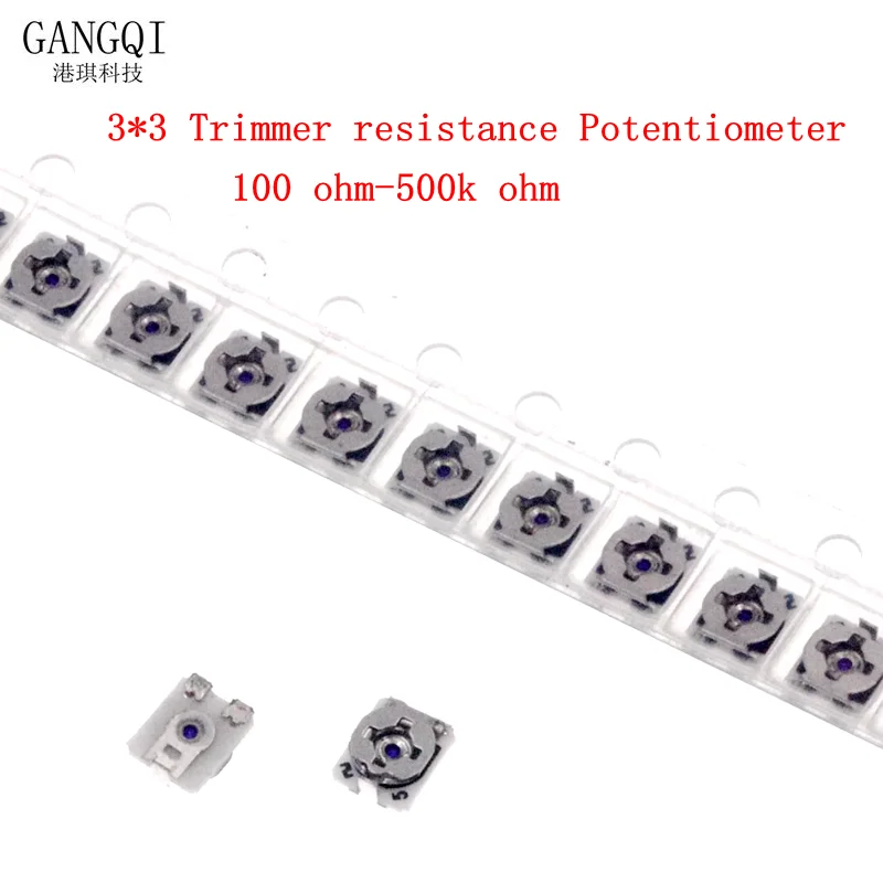 20PCS 3*3 Trimmer Resistance Potentiometer Trimpot SMD 3X3 Adjustable Variable Resistor 100 500 1K 2K 5K 10K 20K 50K 100K 1M Oh