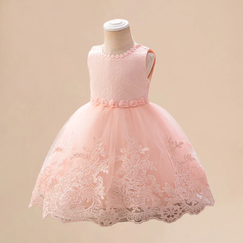 Flower Baby Girls Princess Christening Dress Gown For Kids Birthday Korean Style Fashion Cute Floral Princess Formal Children