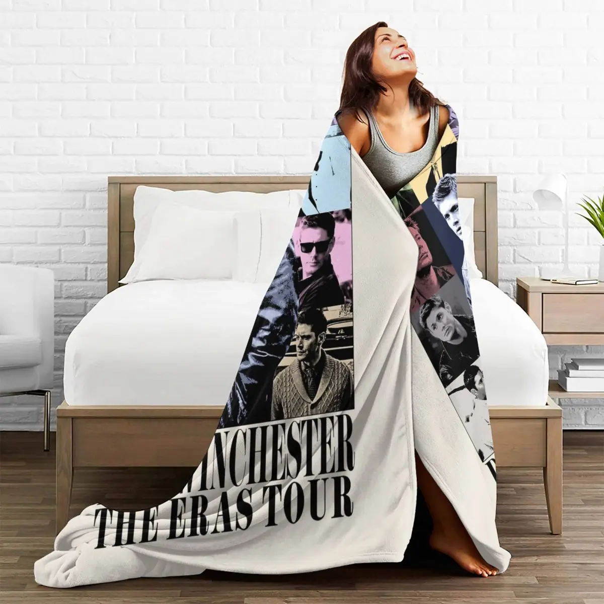 Dean Winchester Supernatural Blanket Flannel Textile Decor Portable Warm Throw Blanket for Home Office Bedspread