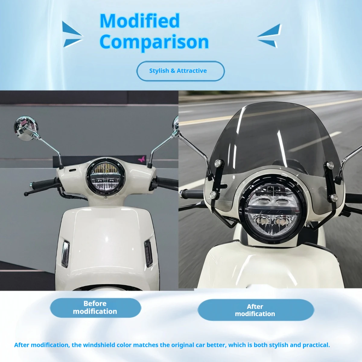 Windshield for NS125LA 2025 Motorcycle Heightened Windscreen Deflector Touring Front Screen Extension Modification Accessories
