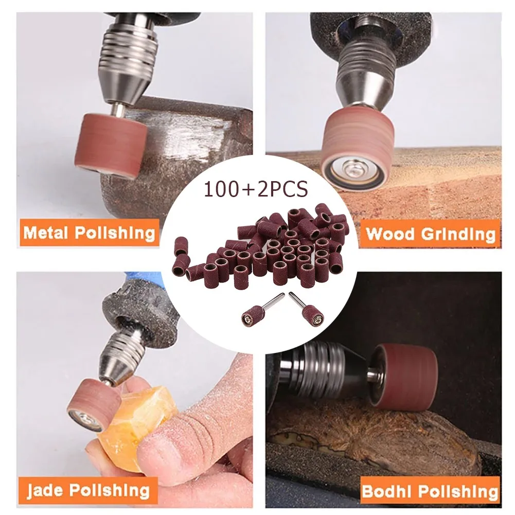 Pack Drum Sanding Bands Polishing Sandpaper + 2pcs Mandrels 320 Grit Accessories Drum Sanding Sleeves Professional