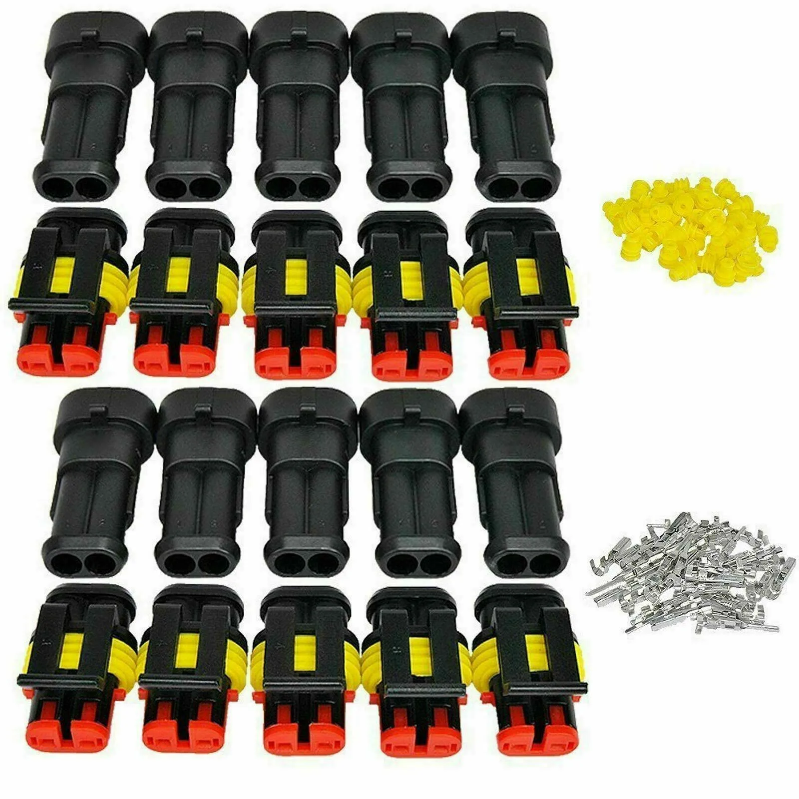 Versatile Waterproof Electrical Connector Kit for Cars Motorcycles and More 10X2 Pin Way 10 Connectors with Wire