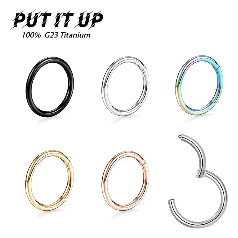 G23 Titanium Nose Piercing F136 Implant Grade 14G 16G 18G 20G Clicker Diaphragm Tragus Piercing Sexy Body Jewelry Wholesale