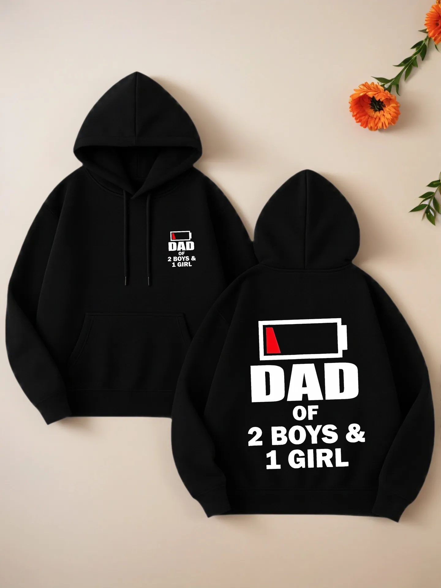 Sweat à capuche graphique, imprimé papa de 2 garçons et 1 fille, design esthétique décontracté, tissu doux, tenue quotidienne décontractée, pour hommes