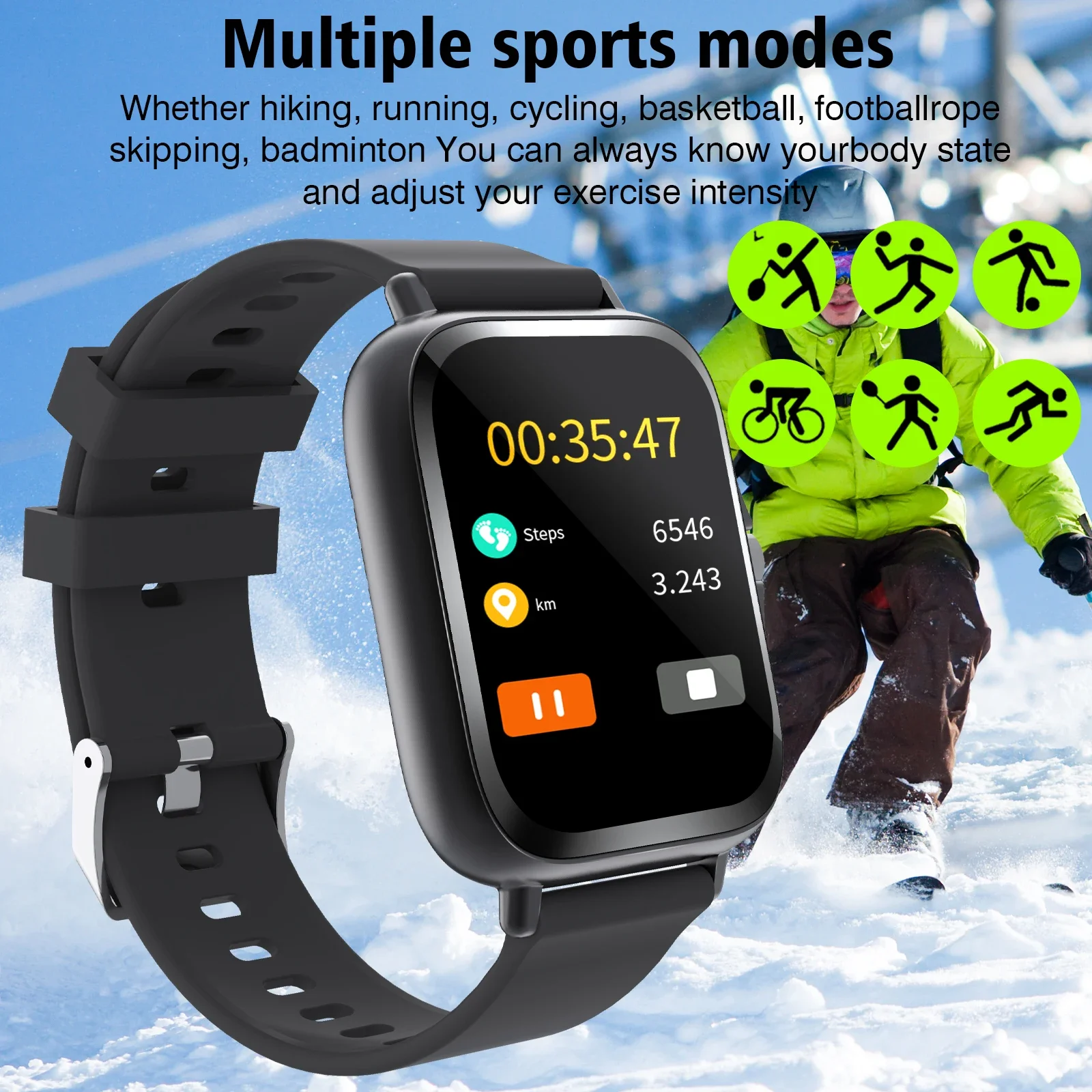 Smartwatch, resposta/fazer chamadas, lembretes de mensagens, mostrador personalizável, vários modos esportivos, adequado para homens e mulheres