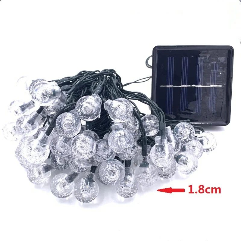 Guirxiété solaire LED en forme de boule de cristal, 10m, 50 diodes, décoration d'extérieur pour Noël ou jardin