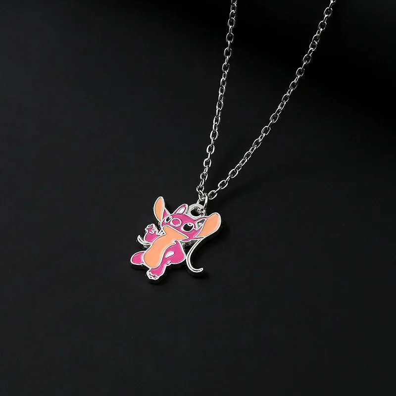 Disney Cartoon Couple Necklace Lilo & Stitch Modeling Metal Necklace Anime Characters Stitch Kawaii Hip Hop Pendant Kids Gifts