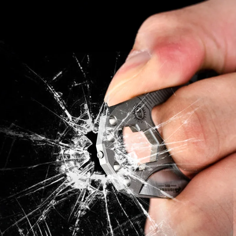 Titanium Alloy Key Chain Guard Broken Window Tungsten Steel Head Key Chain EDC Portable Multi-functional Outdoor Tool