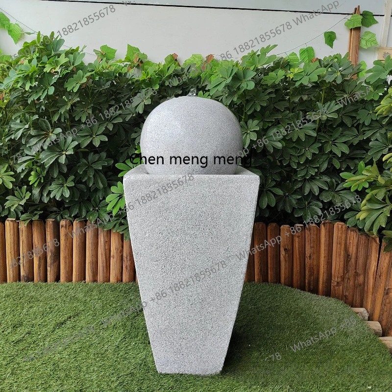 White ball shaped flower pot pastoral decoration fountain plug-in garden park
