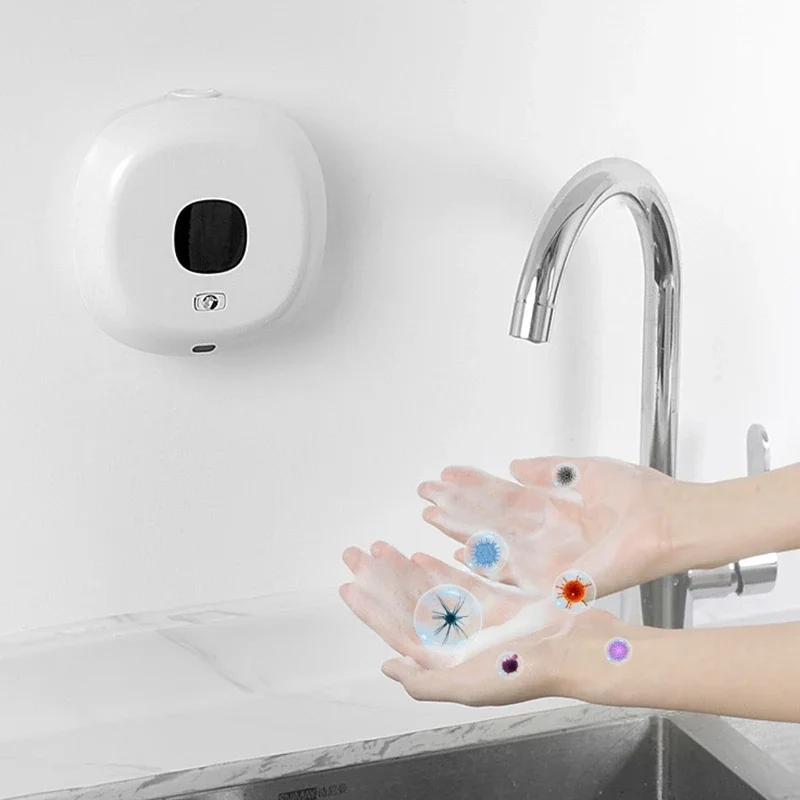 Nuovo distributore di sapone a parete Dispenser di sapone in schiuma Touchless macchina disinfettante per le mani a induzione automatica per la casa dell'hotel