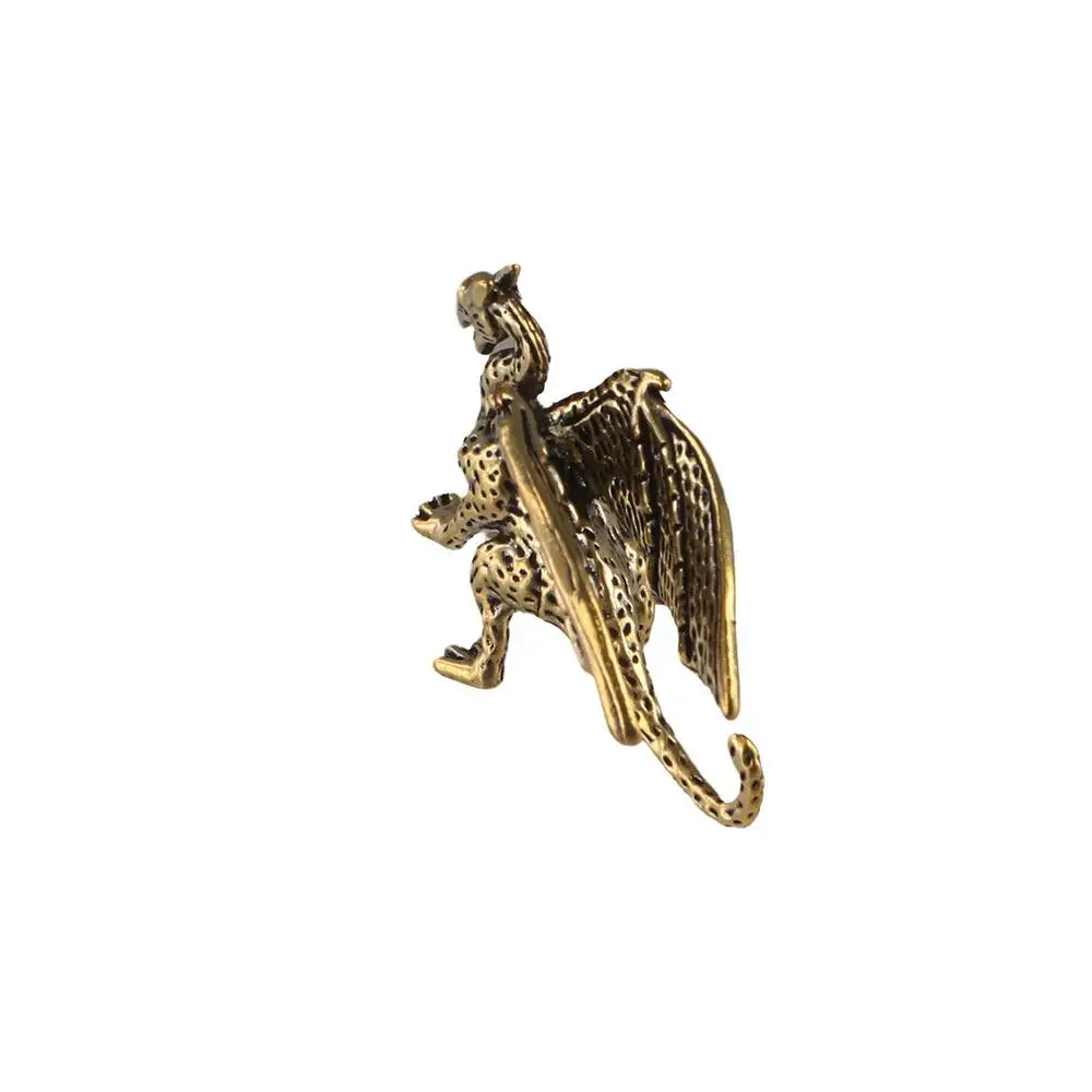 Desktop Ornament Brass Pterosaur Dragon Small Statue Retro Antique Beast Figurines Creative Vintage Miniature Sculpture Bedroom