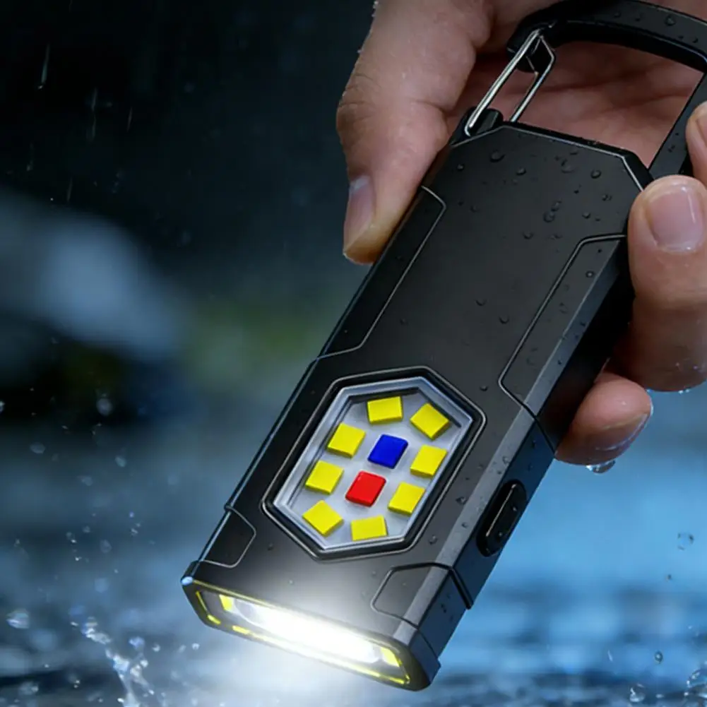 Multi Functional Portable Light Warning Outdoor Emergency LED Lighting Flashlight Super Bright Mini Keychain Light