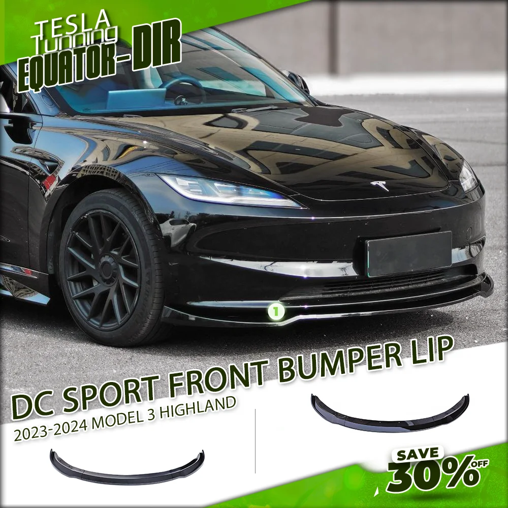 

Model 3 DC Sport Front Lip For Tesla Model 3 Highland 2024 Body Kit Gloss Black Carbon Front Guard Trim Spoiler Auto Accessories