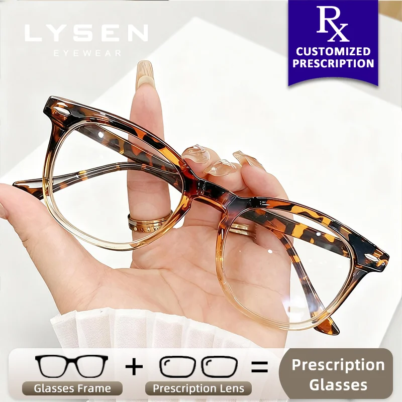 

LYSEN Casual Round Women Prescription Glasses Blue Light Blocking Progressive Lenses Anti-Reflective Customized Myopia Glasses